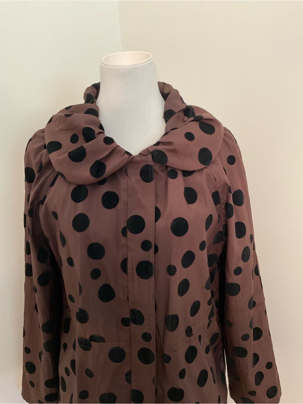 UBU Polka Dot Drawstring Utility Jacket in Brown and Black - Picture 2 of 9
